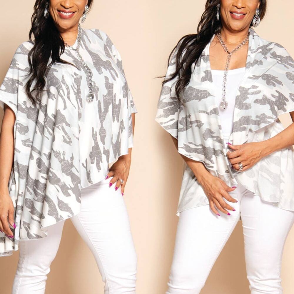 Shawl Dawl Short Convertible Shawl White Camo
